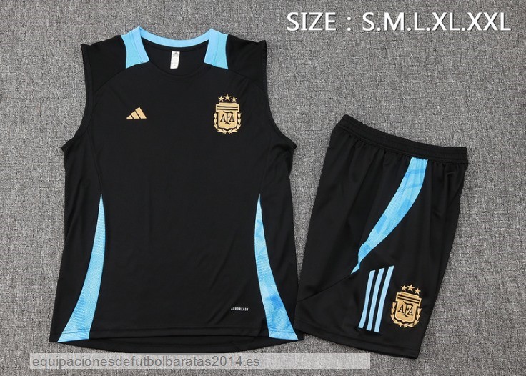 Nuevo Entrenamiento Sin Mangas Conjunto Completo Argentina 2024 Negro Azul Baratas